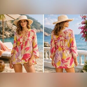 EMILIO PUCCI 2000's Y2K Vintage 70’s Floral Print Tunic 🌸 Size 4